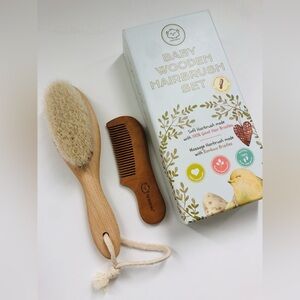 KeaBabies Goat Bristle Baby brush and wood comb - New!